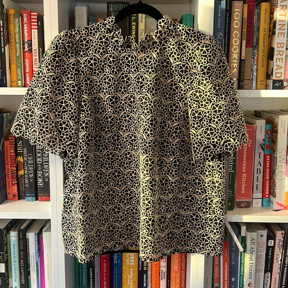 Sezane Lisana Blouse in Black/ecru